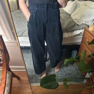 Citizens of Humanity Cara Cropped Pleated Pants Blue Corduroy